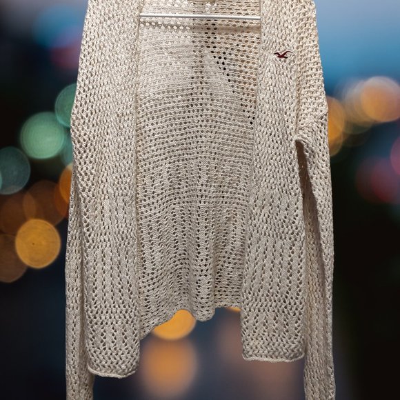 Hollister ecru open-knit cardigan, size sm. - Picture 1 of 6